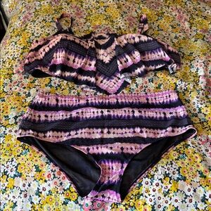 torrid Purple and Black Tie-Dye Bikini Set